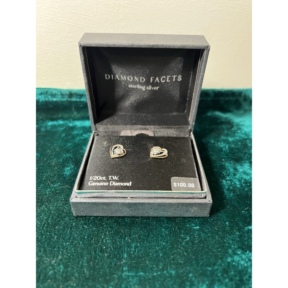 Kohls Sterling Silver And Diamond Chip Stud Earrings Hearts  Mix Match Backs
